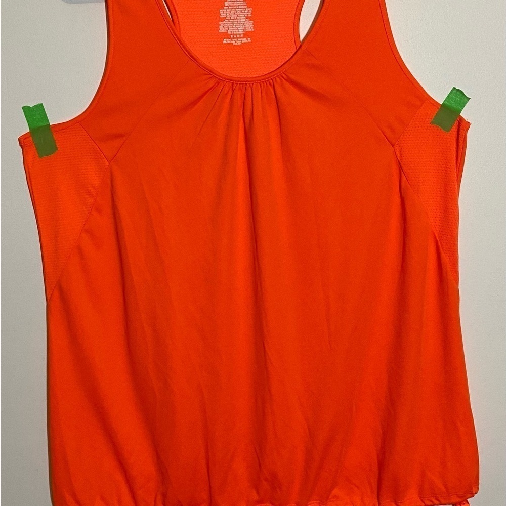 Danskin Sleeveless Workout Top with cord at bottom size X-LARGE Orange